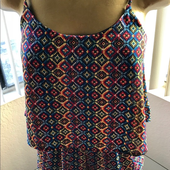 SALE!!  ESPRESSO Geometric Print Shorts ROMPER Small - Picture 5 of 7